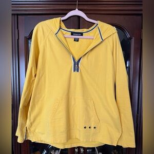 Yellow Quarter Zip-Up Hoodie with Star Accents
